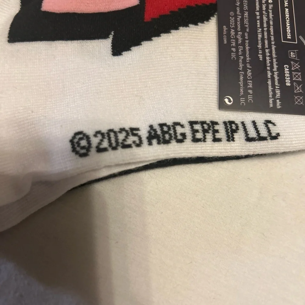 Elvis Presley 2 Pair Ankle Socks Set Black Red‎ Heart White Pop Art US 7-12 NEW
